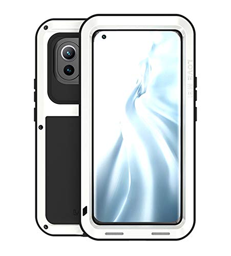 LOVE MEI für Xiaomi Mi 11 Metall Hülle, Heavy Duty Rüstung Tank Robust Militär Bumper Aluminium Metall Stoßfest/Anti-Drop Fall Cover für Xiaomi Mi 11 (Weiß) von LOVE MEI