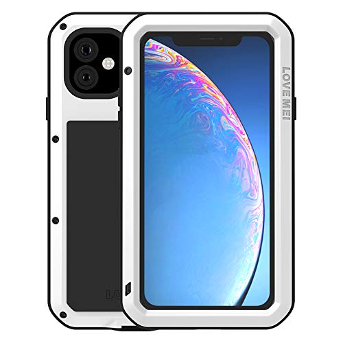 LOVE MEI für iPhone 11 Metall Hülle,Heavy Duty Rüstung Tank Bumper Robust Aluminium Metall Stoßfest/Staubdicht/Anti-Drop Ganzkörper Schutz Fall Cover mit gehärtetem Glas von LOVE MEI