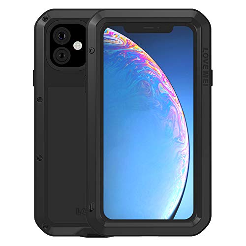 LOVE MEI für iPhone 11 Metall Hülle,Heavy Duty Rüstung Tank Bumper Robust Aluminium Metall Stoßfest/Staubdicht/Anti-Drop Ganzkörper Schutz Fall Cover mit gehärtetem Glas von LOVE MEI