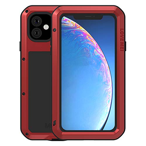 LOVE MEI für iPhone 11 Metall Hülle,Heavy Duty Rüstung Tank Bumper Robust Aluminium Metall Stoßfest/Staubdicht/Anti-Drop Ganzkörper Schutz Fall Cover mit gehärtetem Glas von LOVE MEI