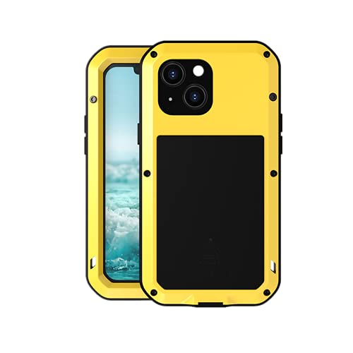 LOVE MEI für iPhone 13 Mini Hülle,Outdoor Sports Heavy Duty Rüstung Tank Stoßfest Staubdicht Case Hybride Aluminium Metall + Silikon Stoßfest Cover with Gehärtetes Glas für iPhone 13 Mini (Gelb) LOVE MEI für iPhone 13 Mini Hülle,Outdoor Sports Heavy Duty Rüstung Tank Stoßfest Staubdicht Case Hybride Aluminium Metall + Silikon Stoßfest Cover with Gehärtetes Glas für iPhone 13 Mini (Gelb) von LOVE MEI
