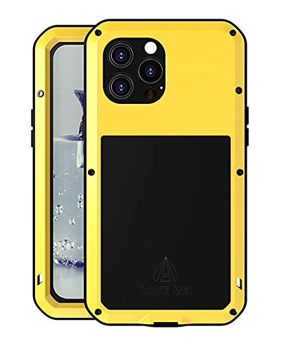 LOVE MEI für iPhone 13 Pro Max Hülle, Outdoor Heavy Duty Stoßfest Staubdicht Hybrid Aluminium Metall Militär Grad Bumper Schutzhülle Hülle mit gehärtetem Glas für iPhone 13 Pro Max 6.7 Zoll (Gelb) LOVE MEI für iPhone 13 Pro Max Hülle, Outdoor Heavy Duty Stoßfest Staubdicht Hybrid Aluminium Metall Militär Grad Bumper Schutzhülle Hülle mit gehärtetem Glas für iPhone 13 Pro Max 6.7 Zoll (Gelb) von LOVE MEI