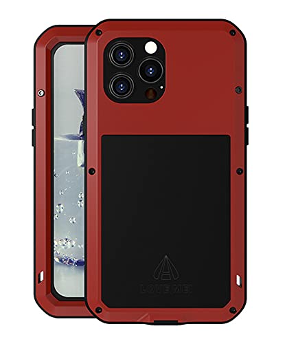 LOVE MEI für iPhone 13 Pro Max Hülle, Outdoor Heavy Duty Stoßfest Staubdicht Hybrid Aluminium Metall Militär Grad Bumper Schutzhülle Hülle mit gehärtetem Glas für iPhone 13 Pro Max 6.7 Zoll (Rot) LOVE MEI für iPhone 13 Pro Max Hülle, Outdoor Heavy Duty Stoßfest Staubdicht Hybrid Aluminium Metall Militär Grad Bumper Schutzhülle Hülle mit gehärtetem Glas für iPhone 13 Pro Max 6.7 Zoll (Rot) von LOVE MEI