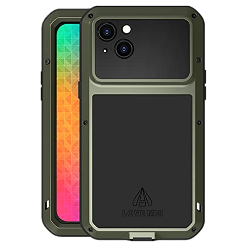 LOVE MEI für iPhone 14 Plus Hülle, Heavy Duty Rüstung Tank Militär Stoßfest Staubdicht Case Hybride Aluminium Metall + Silikon Schutzhülle Cover with Gehärtetes Glas für iPhone 14 Plus (Grün) LOVE MEI für iPhone 14 Plus Hülle, Heavy Duty Rüstung Tank Militär Stoßfest Staubdicht Case Hybride Aluminium Metall + Silikon Schutzhülle Cover with Gehärtetes Glas für iPhone 14 Plus (Grün) von LOVE MEI