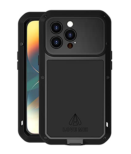 LOVE MEI für iPhone 14 Pro Hülle, Outdoor Heavy Duty Stoßfest Staubdicht Hybrid Aluminium Metall Militär Grad Bumper Armor Schutzhülle Hülle mit gehärtetem Glas für iPhone 14 Pro 6.1 Zoll (Schwarz) LOVE MEI für iPhone 14 Pro Hülle, Outdoor Heavy Duty Stoßfest Staubdicht Hybrid Aluminium Metall Militär Grad Bumper Armor Schutzhülle Hülle mit gehärtetem Glas für iPhone 14 Pro 6.1 Zoll (Schwarz) von LOVE MEI