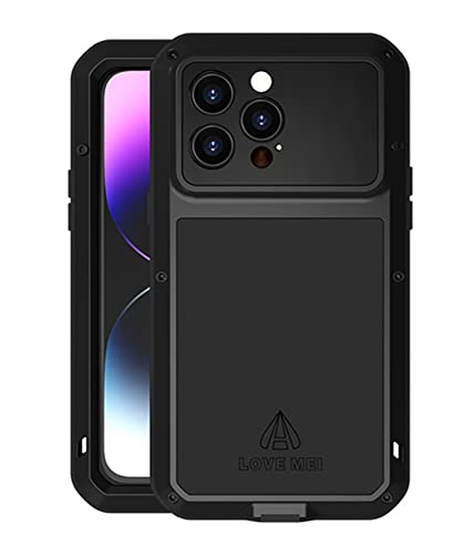 LOVE MEI für iPhone 14 Pro Max Hülle, Outdoor Heavy Duty Stoßfest Staubdicht Hybrid Aluminium Metall Militär Grad Bumper Schutzhülle Hülle mit gehärtetem Glas für iPhone 14 Pro Max 6.7 Zoll (Schwarz) LOVE MEI für iPhone 14 Pro Max Hülle, Outdoor Heavy Duty Stoßfest Staubdicht Hybrid Aluminium Metall Militär Grad Bumper Schutzhülle Hülle mit gehärtetem Glas für iPhone 14 Pro Max 6.7 Zoll (Schwarz) von LOVE MEI