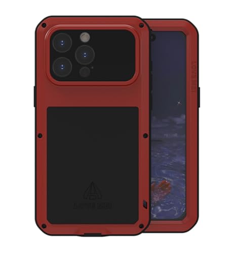 LOVE MEI für iPhone 15 Pro Max Metall Hülle, Outdoor Heavy Duty Stoßfest Staubdicht Hybrid Aluminium Metall Militär Grad Bumper Schutzhülle Hülle mit gehärtetem Glas für iPhone 15 Pro Max (Rot) LOVE MEI für iPhone 15 Pro Max Metall Hülle, Outdoor Heavy Duty Stoßfest Staubdicht Hybrid Aluminium Metall Militär Grad Bumper Schutzhülle Hülle mit gehärtetem Glas für iPhone 15 Pro Max (Rot) von LOVE MEI