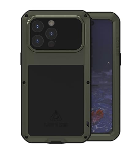 LOVE MEI für iPhone 15 Pro Max Metall Hülle, Outdoor Heavy Duty Stoßfest Staubdicht Hybrid Aluminium Metall Militär Grad Bumper Schutzhülle Hülle mit gehärtetem Glas für iPhone 15 Pro Max (Grün) LOVE MEI für iPhone 15 Pro Max Metall Hülle, Outdoor Heavy Duty Stoßfest Staubdicht Hybrid Aluminium Metall Militär Grad Bumper Schutzhülle Hülle mit gehärtetem Glas für iPhone 15 Pro Max (Grün) von LOVE MEI