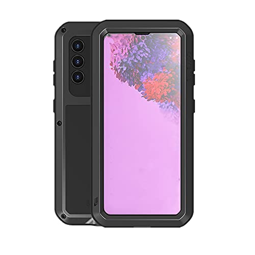 Love MEI Ganzkörper Hülle für Samsung Galaxy S21, Outdoor-Sportarten Schwerlast Ganzkörper Schutzhülle Stoßfest Staubdicht Metall Cover mit Hartglas, Unterstützt Wireless Charging (Schwarz) von LOVE MEI