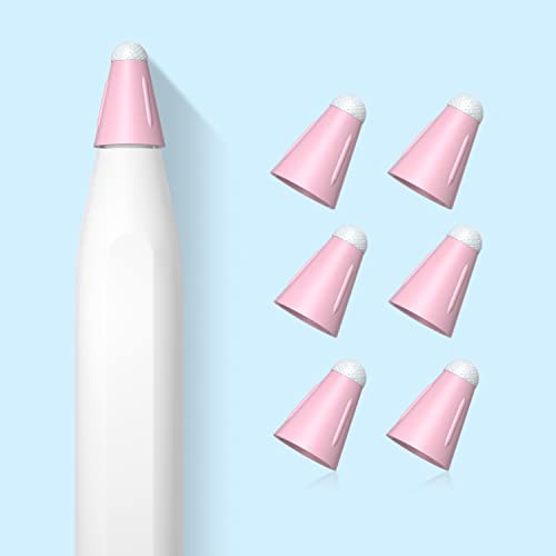 Love MEI Kompatibel mit Apple Pencil Tips Cover, [6er-Pack] Silikonfaser-Spitzen-Hülle Schreiben geräuschlos rutschfeste Silikonfaser-Federkappe für Apple Pencil 2 Generation und 1 Generation (Rosa) von LOVE MEI