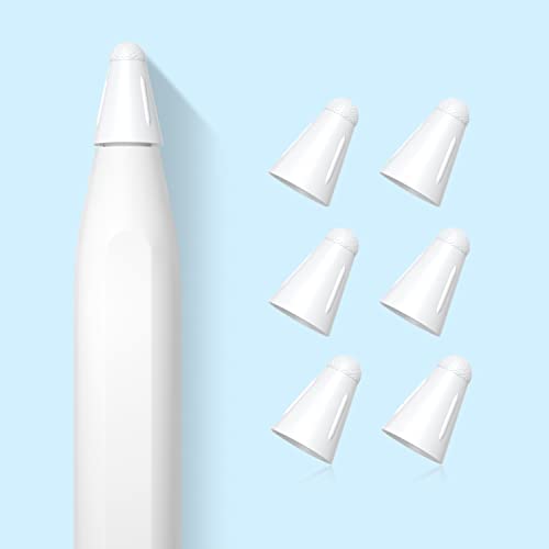 Love MEI Kompatibel mit Apple Pencil Tips Cover, [6er-Pack] Silikonfaser-Spitzen-Hülle Schreiben geräuschlos rutschfeste Silikonfaser-Federkappe für Apple Pencil 2 Generation und 1 Generation (Weiß) von LOVE MEI