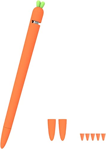 Love Mei Silikonhülle für Apple Pencil Silikonhülle für 1. Generation Halter Schutzhülle für iPad Cute Carrot Zubehör Soft Grip Pouch mit Bleistiftspitze Cover / 1. Orange von LOVE MEI