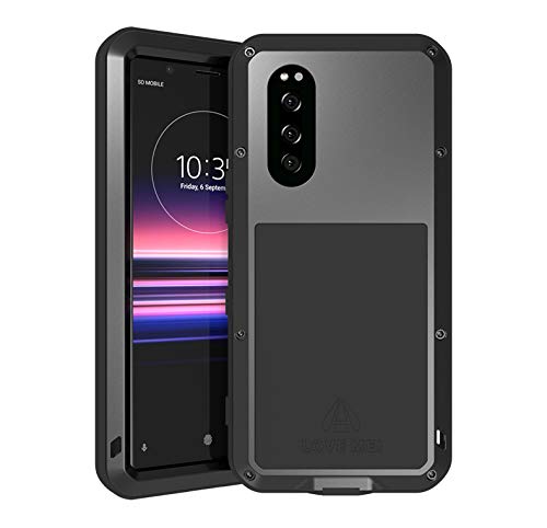 Original Love MEI, HS-Top,Aluminium Leistungsstarke stoßfest Staubschutz Gorilla Glass Metal Case Schutzhülle hüllen case Handy Schutz Schale für Sony Xperia 5 (Shwarz) von Lovemei
