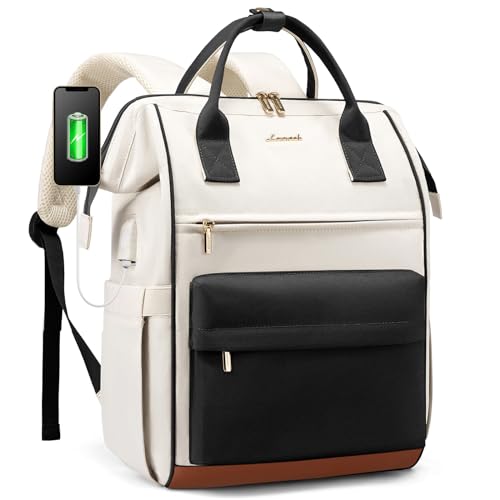 LOVEVOOK Rucksack Damen, 17 Zoll Laptop Arbeitstasche Reiserucksack Schulrucksack Groß, Wasserdichter Daypacks Schultasche Lehrertasche Backpack Elegant Tasche für Arbeit Reise Schule Uni, Schwarz von LOVEVOOK