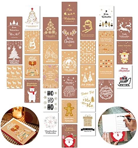 Weihnachtskarten, 30pcs Weihnachtspostkarten, Weihnachten Karten Postkarten, Weihnachtspostkarten Weihnachten, Weihnachtskarten Postkarten Sprüche für Weihnachten, Weihnachtsmann, Frohe Weihnachten von LOVEXIU