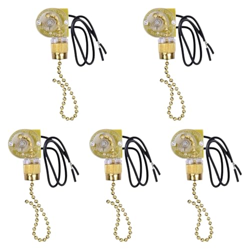 LOVIVER 5x Zugkette für Ventilatorlicht Ein-Aus Ersatz-Wandleuchten 2 Drähte Professioneller robuster Hochleistungs-Deckenventilatorschalter, Gold LOVIVER 5x Zugkette für Ventilatorlicht Ein-Aus Ersatz-Wandleuchten 2 Drähte Professioneller robuster Hochleistungs-Deckenventilatorschalter, Gold von LOVIVER