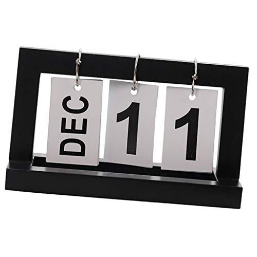 LOVIVER Holz Holz Perpetual Kalender Tisch Dekorative Accessoires, Schwarz von LOVIVER