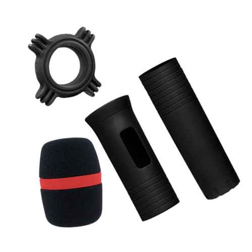 LOVIVER Mikrofonschutzhüllen mit Mikrofon-Windschutz und Anti-, stoßfeste Mikrofongriffhüllen aus Gummi für die Hochzeitsbühnenparty, Schwarz von LOVIVER