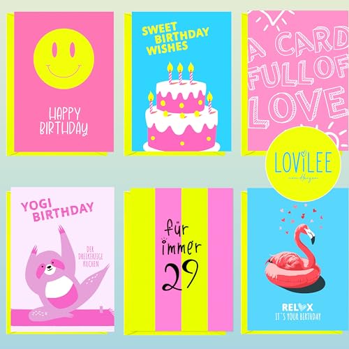 LOViLEE® 10x Geburtstagskarten Set mit Umschlag & Stickern - Glückwunschkarten Geburtstag, Happy Birthday Karte - Postkarten - Geburtstagskarte Frau, Geburtstagskarte Mann, Geburtstagskarte Kinder von LOViLEE