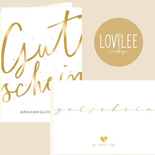 LOViLEE® 2x Gutscheinkarten - Gutscheine in Gold von LOViLEE
