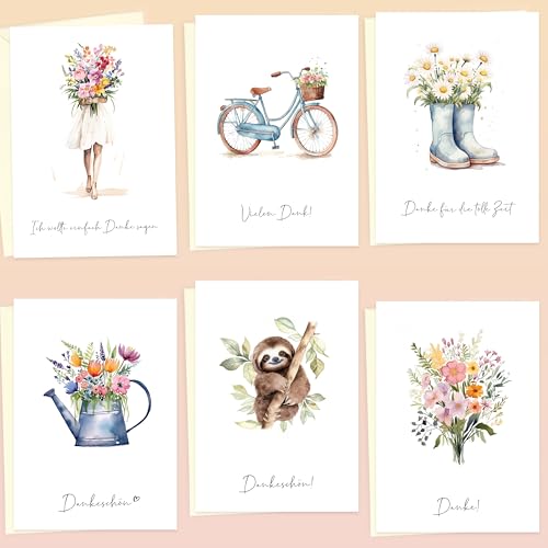 LOViLEE® 10x Dankeskarten - Dankeskarte Postkarten Set mit Umschlag & Stickern - Grußkarten, Danke Karte, Karte Danke - Dankeschön Karte, Karte Dankeschön, Danke Karten mit Umschlag von LOViLEE