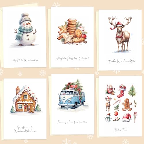LOViLEE® Weihnachtskarten inkl. extra Umschläge & Sticker im 10er Geschenkset - hochwertiges Postkarten Set zu Weihnachten - Weihnachtskarten mit Umschlag Set in premium Qualität von LOViLEE