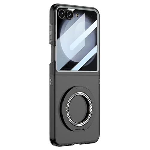 Handyhülle Für Samsung Galaxy Z Flip 6, Ultradünnes Klare Schutzhülle Kratzfeste Glitzer Magnetisches Ring Ständer Harte PC Fall,Schwarz Handyhülle Für Samsung Galaxy Z Flip 6, Ultradünnes Klare Schutzhülle Kratzfeste Glitzer Magnetisches Ring Ständer Harte PC Fall,Schwarz von LOWBDGFU