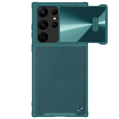 Hülle Für Samsung Galaxy S23ultra/S23plus/S23 Handyhülle PU Leder Handytasche Anti-Fingerabdruck Kratzfeste stoßfeste Case mit Kamera Schiebeabdeckung (Grün,S23plus) von LOWBDGFU