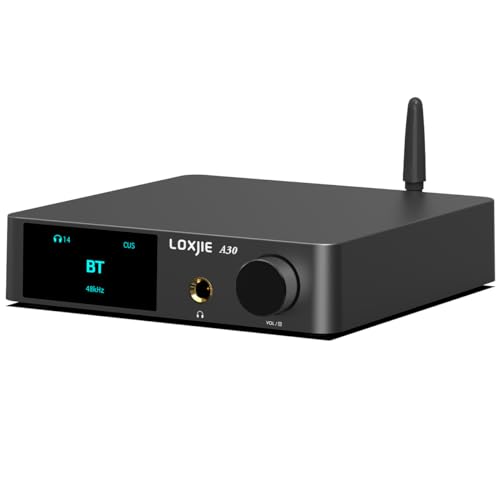 LOXJIE A30 Desktop Stereo HiFi Audio Leistungsverstärker-Kopfhörer-Verstärker,MA12070 Chip Class D Amp von Infineon, ES9023 DAC Chip,USB/Optisch/Koaxial/RCA/Bluetooth 5.0 Eingang (mit Fernbedienung) von LOXJIE