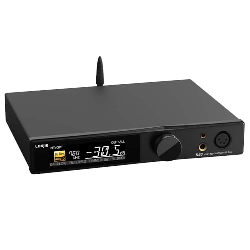 LOXJIE D60 Kopfhörer-Verstärker-Decoder, HiFi-Audio, Bluetooth 5.1, 6,35 mm/4,4 mm Kopfhöreranschluss, XLR-RCA-Ausgänge, THD+N, -125 dB, unterstützt LDAC aptX-HD AAC SBC mit Fernbedienung (schwarz) LOXJIE D60 Kopfhörer-Verstärker-Decoder, HiFi-Audio, Bluetooth 5.1, 6,35 mm/4,4 mm Kopfhöreranschluss, XLR-RCA-Ausgänge, THD+N, -125 dB, unterstützt LDAC aptX-HD AAC SBC mit Fernbedienung (schwarz) von LOXJIE