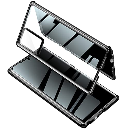 Anti-Spähen Hülle für Samsung Galaxy Note 20 Ultra (6.9 Zoll), Magnetische Adsorption Metallrahmen mit kameraschutz [Vorne und Hinten Gehärtetes Glas Ganzkörper Schutzhülle],Black von LOXO CASE