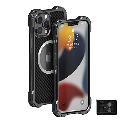 Hülle für iPhone 15/15 Pro/15 Plus/15 Pro Max,Stoßfest Schutzhülle Slim Case Metall Bumper PC Kratzfest Carbon Fiber Look Cover mit Kamera Objektivschutz,iPhone15Pro von LOXO CASE