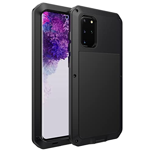 LOXO CASE Metall Hülle für Samsung Galaxy S20+/Plus 5G, Stoßfest Militärstandard Edelstahlrahmen Silikon Handyhülle, 360 Grad Stoßfest Panzerhülle Schutzhülle,Black von LOXO CASE