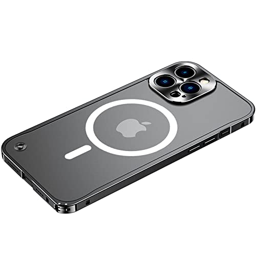 LOXO CASE MetallRahmen Hülle für iPhone 13/13 Pro/13 Pro Max, [Kompatibel mit Mag-Safe] Metall Rahmen + Harte Matte PC Rückseite [Kratzfest Stoßfeste] [Anti Fingerprint],Black,iPhone13 Mini von LOXO CASE