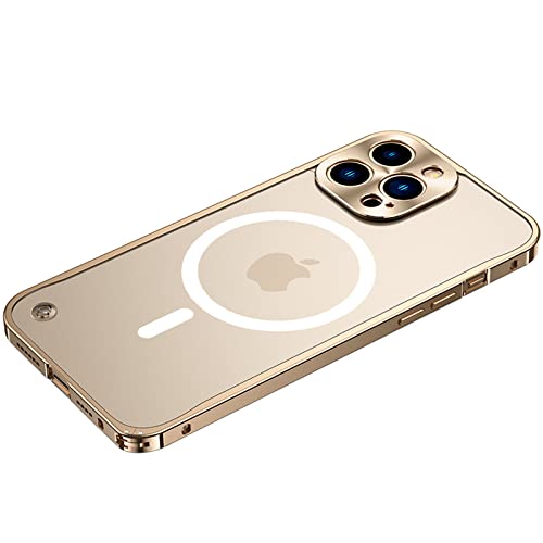 LOXO CASE MetallRahmen Hülle für iPhone 13/13 Pro/13 Pro Max, [Kompatibel mit Mag-Safe] Metall Rahmen + Harte Matte PC Rückseite [Kratzfest Stoßfeste] [Anti Fingerprint],Gold,iPhone13 Pro Max von LOXO CASE