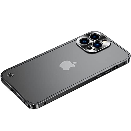 Metallrahmen Hülle für iPhone 14/14 Plus/14 Pro /14 Pro Max, Transluzent Harte PC Rückseite[Kompatibel mit MagSafe] Anti-Scratch StoßFest Case Handyhülle,Black,iPhone14 Pro Max von LOXO CASE