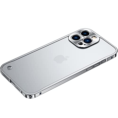 Metallrahmen Hülle für iPhone 14/14 Plus/14 Pro /14 Pro Max, Transluzent Harte PC Rückseite[Kompatibel mit MagSafe] Anti-Scratch StoßFest Case Handyhülle,Silver,iPhone14 Pro Max von LOXO CASE