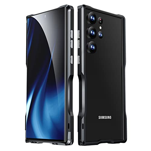 Metallstoßrahmen Hülle für Samsung Galaxy S23 Ultra, Alu Bumper Rahmen [Keine Signalstörung] [Unterstützung Wirless Charging] Erhöhter Kantenschutz,Red von LOXO CASE