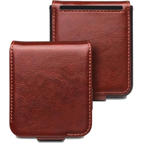 Schutzhülle aus echtem Leder für Samsung Galaxy Z Flip 6 5G, Premium-Rindsleder, luxuriöse Brieftasche, Magnetschnalle, stoßfest, Braun von LOXO CASE