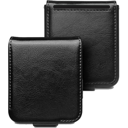 Schutzhülle aus echtem Leder für Samsung Galaxy Z Flip 6 5G, Premium-Rindsleder, luxuriöse Brieftasche, Magnetschnalle, stoßfest, Schwarz von LOXO CASE