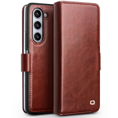 Schutzhülle aus echtem Leder für Samsung Galaxy Z Fold 4, aus hochwertigem Rindsleder, mit Kartenhalter, Standfunktion, inneres TPU, stoßfeste Schale (Braun) von LOXO CASE