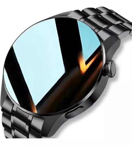 LOYEWAIER Moderne Smart Uhren 1.30'' HD Bildschirm Anruf/Nachricht Erinnerung Bluetooth Uhr Mann Outdoor Sport Aktivität Fitness Tracker Männer Schwarz Edelstahl Smartwatch für Android IOS von LOYEWAIER