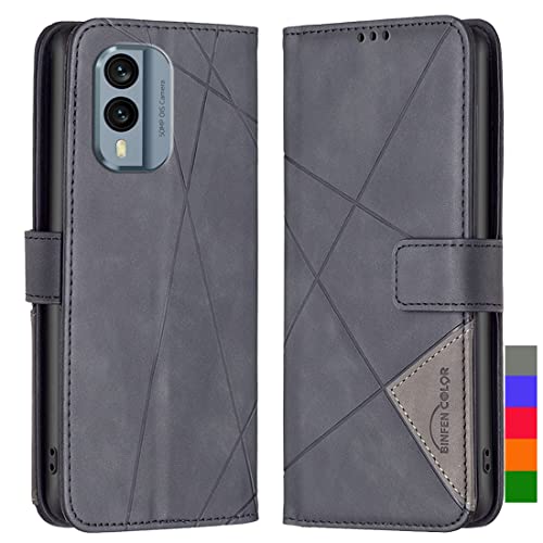 LOYWIN Handyhülle für Nokia X30 Leder Tasche Klapphülle mit Kartensteckplatz & Fotorahmen Beutel Weich Silikon Schale Case Schutz Hülle für Nokia X30, Schwarz von LOYWIN