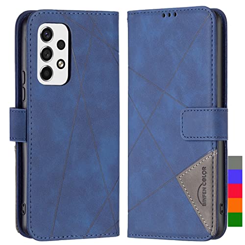 LOYWIN Handyhülle für Samsung Galaxy A53 5G Leder Tasche Klapphülle mit Kartensteckplatz & Fotorahmen Beutel Weich Silikon Schale Case Schutz Hülle für Samsung A53 5G, Blau von LOYWIN