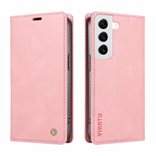 LOYWIN Handyhülle für Samsung Galaxy S22 Leder Hülle für Galaxy S22 Klapphülle mit Kartensteckplatz Beutel Weich Silikon Schale Case Schutz Tasche für Samsung S22, Rosa von LOYWIN