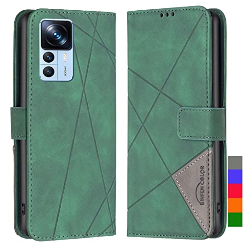 LOYWIN Handyhülle für Xiaomi 12T Pro/Xiaomi 12T Leder Tasche Klapphülle mit Kartensteckplatz & Fotorahmen Beutel Weich Silikon Schale Case Schutz Hülle für Xiaomi 12T Pro/Xiaomi 12T, Grün von LOYWIN