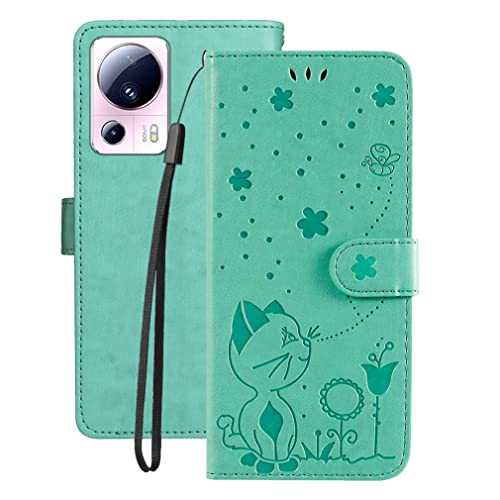 LOYWIN Handyhülle für Xiaomi 13 Lite Leder Tasche für Xiaomi 13 Lite Klapphülle mit Kartensteckplatz Beutel Weich Silikon Schale Case Schutz Hülle für Xiaomi 13 Lite, Grün von LOYWIN