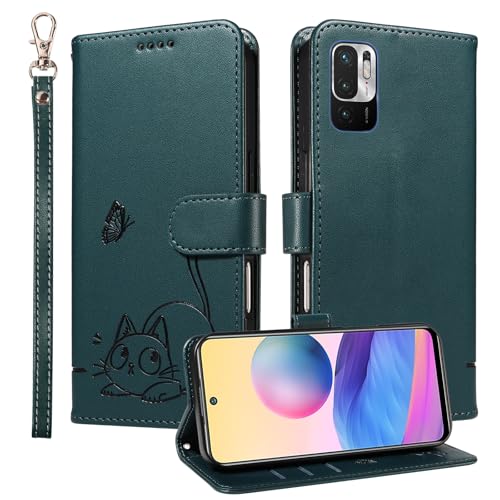 LOYWIN Handyhülle für Xiaomi Poco M3 Pro 5G Leder Tasche Niedliches Katzendesign Klapphülle mit Kartensteckplatz Beutel Weich SilikonSchutz Hülle für Xiaomi Poco M3 Pro 5G, Tiefgrün LOYWIN Handyhülle für Xiaomi Poco M3 Pro 5G Leder Tasche Niedliches Katzendesign Klapphülle mit Kartensteckplatz Beutel Weich SilikonSchutz Hülle für Xiaomi Poco M3 Pro 5G, Tiefgrün von LOYWIN