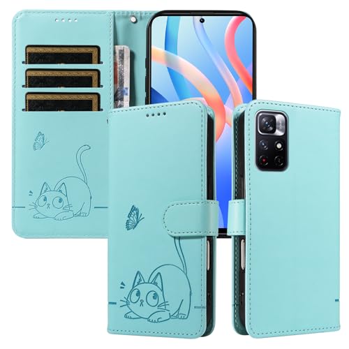LOYWIN Handyhülle für Xiaomi Poco M4 PRO 5G Leder Tasche Niedliches Katzendesign Klapphülle mit Kartensteckplatz Beutel Weich SilikonSchutz Hülle für Xiaomi Poco M4 PRO 5G, Grün LOYWIN Handyhülle für Xiaomi Poco M4 PRO 5G Leder Tasche Niedliches Katzendesign Klapphülle mit Kartensteckplatz Beutel Weich SilikonSchutz Hülle für Xiaomi Poco M4 PRO 5G, Grün von LOYWIN