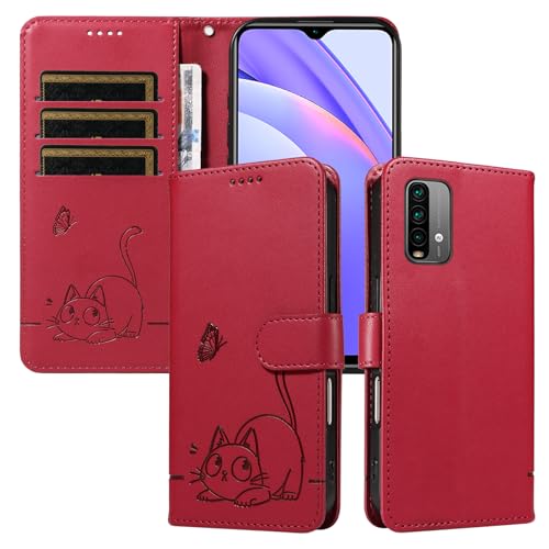LOYWIN Handyhülle für Xiaomi Redmi 10X 4G Leder Tasche Niedliches Katzendesign Klapphülle mit Kartensteckplatz Beutel Weich SilikonSchutz Hülle für Xiaomi Redmi 10X 4G, Rot LOYWIN Handyhülle für Xiaomi Redmi 10X 4G Leder Tasche Niedliches Katzendesign Klapphülle mit Kartensteckplatz Beutel Weich SilikonSchutz Hülle für Xiaomi Redmi 10X 4G, Rot von LOYWIN